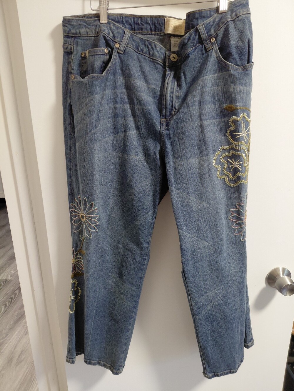 Z. Cavaricci Blue Jeans with Floral Beaded Embroidery